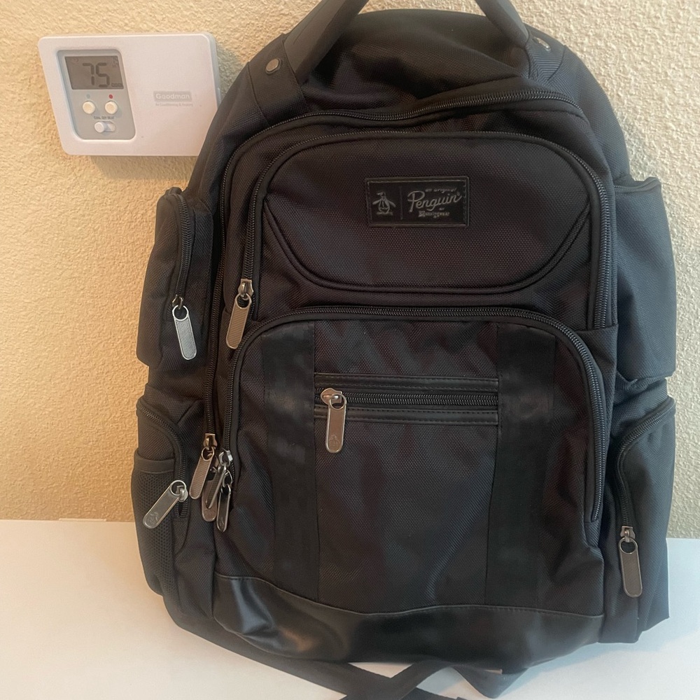 Original Penguin Black Backpack with Sturdy Design and Versatile Use